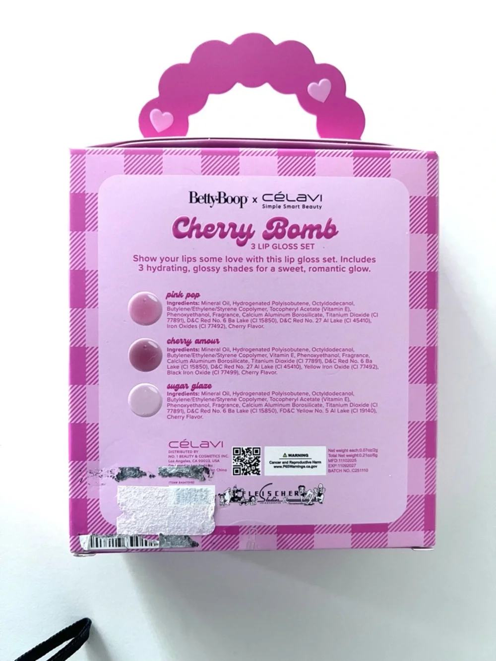 Betty Boop Cherry Bomb 3-Piece Pink Lip Gloss See